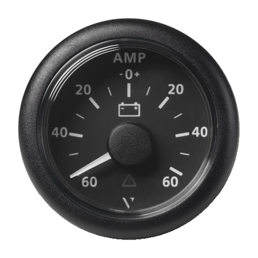 VL AFTERMARKET AMMETER - A - SINGLE SCALE 60 A - +60 A - 60 MV - DOUBLE LENS - ROUND BLACKBEZEL