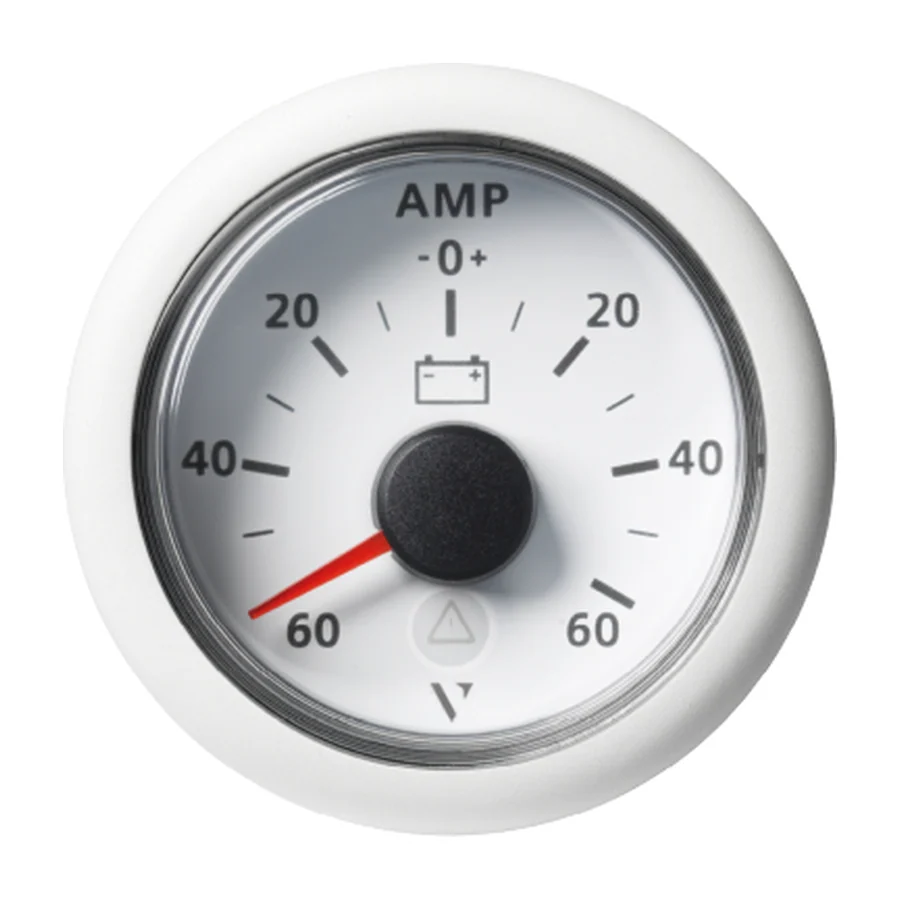 VL AFTERMARKET AMMETER - A - SINGLE SCALE 60 A - +60 A - 60 MV - DOUBLE LENS - ROUND WHITEBEZEL
