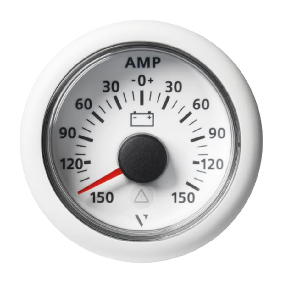 VL AFTERMARKET AMMETER - A - SINGLE SCALE 150 A - +150 A - 60 MV - DOUBLE LENS - ROUND WHITEBEZEL