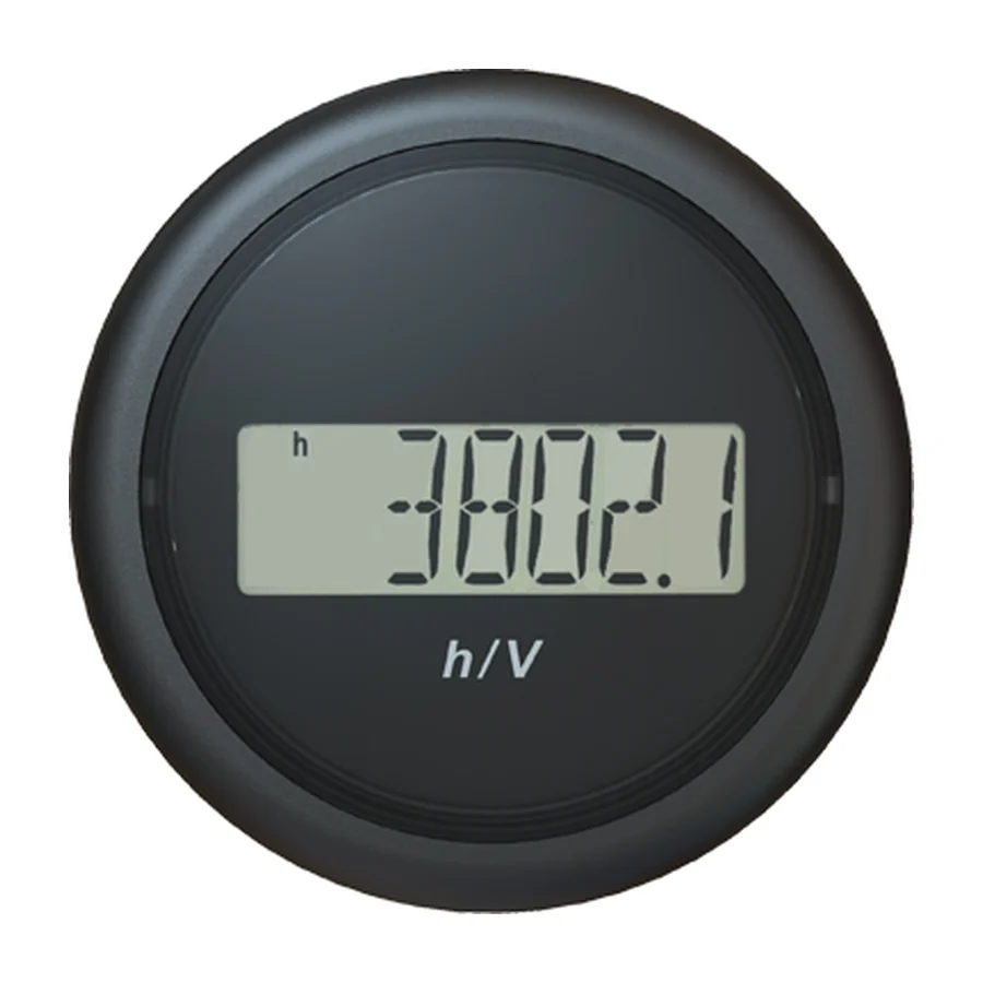 VL AFTERMARKET DIGITAL ELECTRONIC HOUR COUNTER VOLTMETER - 9V - 48V- DOUBLE LENS- ROUND BLACK BEZEL