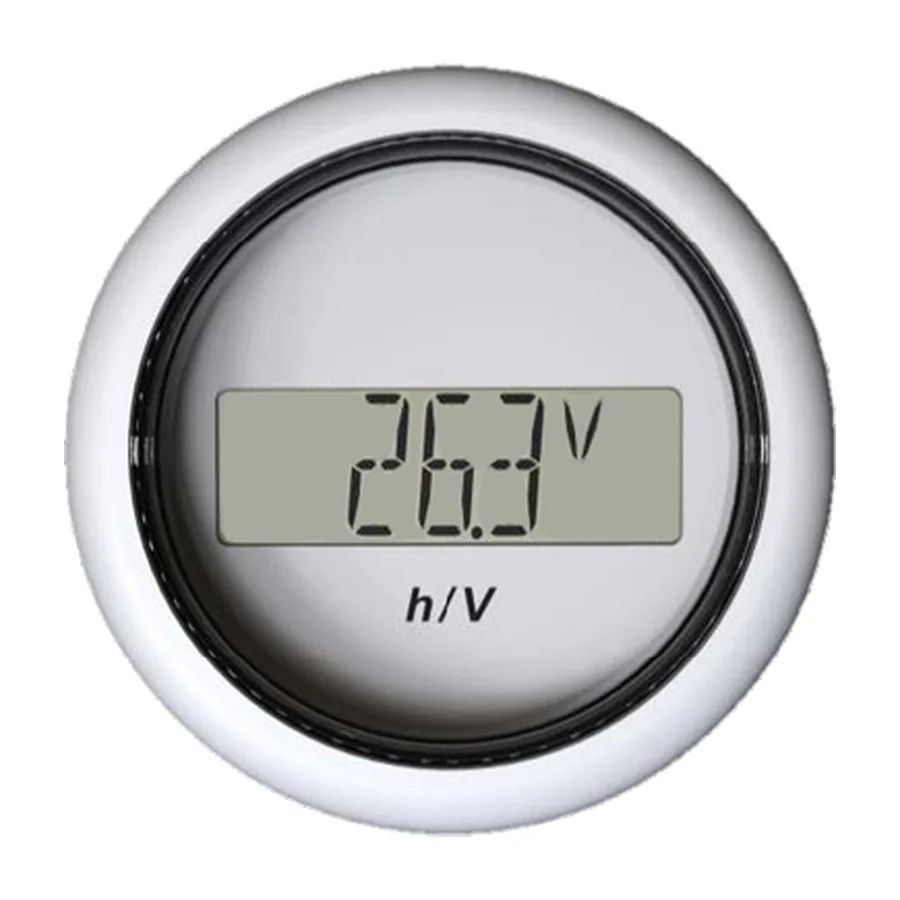 VL AFTERMARKET DIGITAL ELECTRONIC HOUR COUNTER VOLTMETER - 9V - 48V- DOUBLE LENS- ROUND WHITE BEZEL